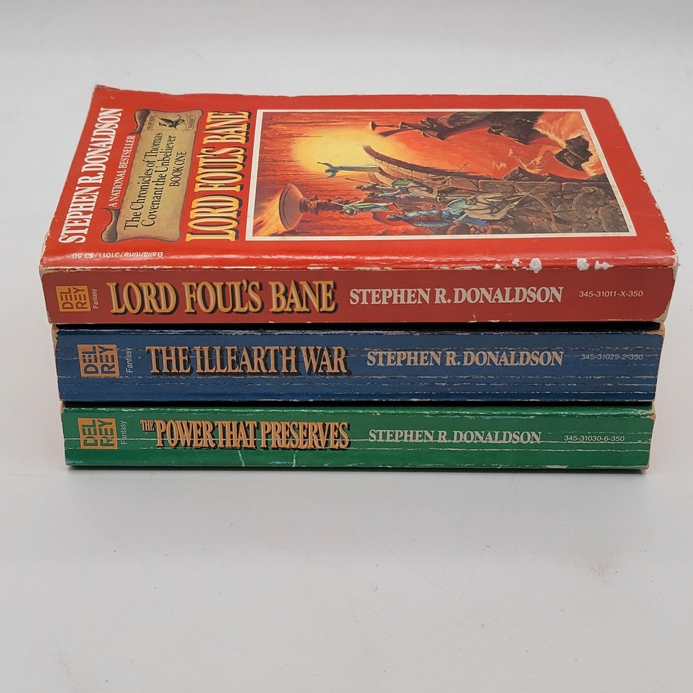 Stephen R. Donaldson Chronicles of Thomas Covenant Trilogy Paperback Set Good